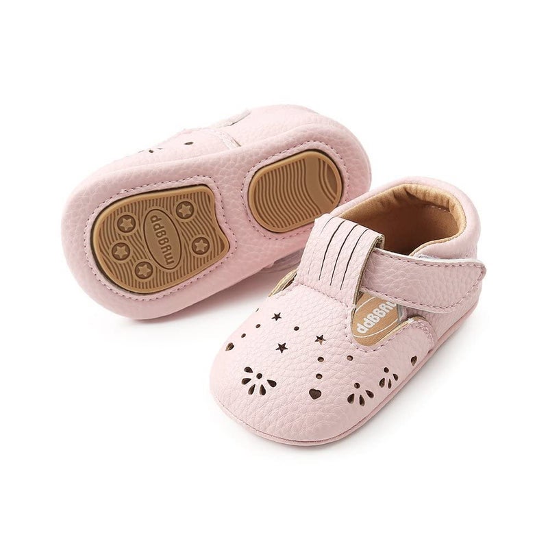 Estamico Baby Girls Summer Sandals No-Slip Rubber Sole Mary Jane Flat Sneakers Pink, 12-18 Months - Image 4